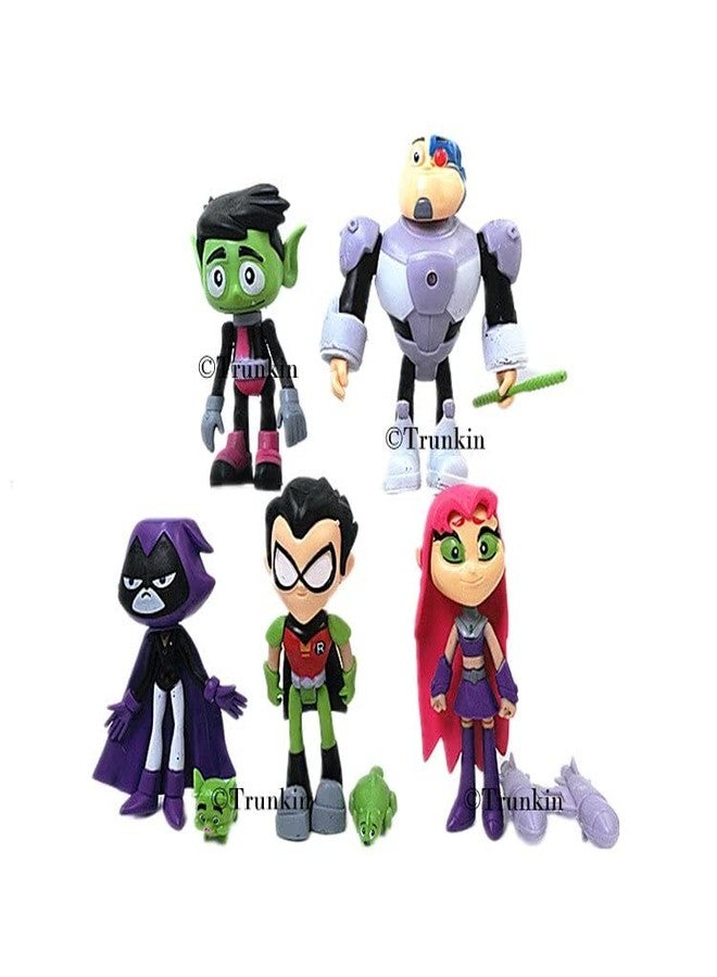 Trunkin Teen Titans Beast Boy Anime Movie Steel Bones Starfire Raven Handyman Office Boy Action Figure 8CM Anime Figurine Collectible - Image 5